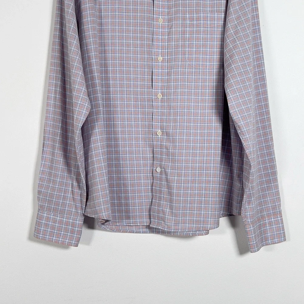 Faherty Button‎ Down Shirt Mens Sz XL Pink Plaid Long Sleeve